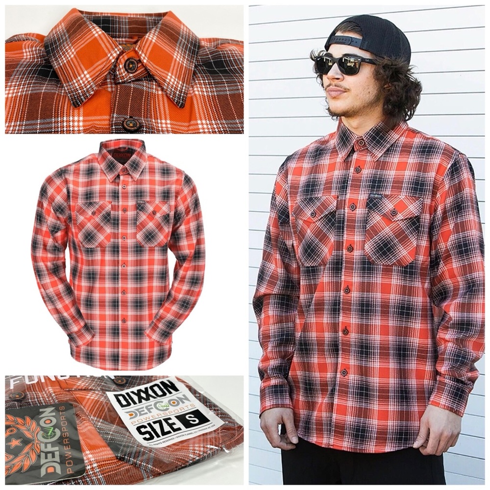 NWT DIXXON Defcon Flannel Limited Edition Collectible Orange Plaid Button